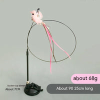 HKM-2392125 Feather Cat Toy Replacement Head with Long Brush and Sucker for Interactive Play