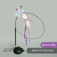 HKM-2392125 Feather Cat Toy Replacement Head with Long Brush and Sucker for Interactive Play