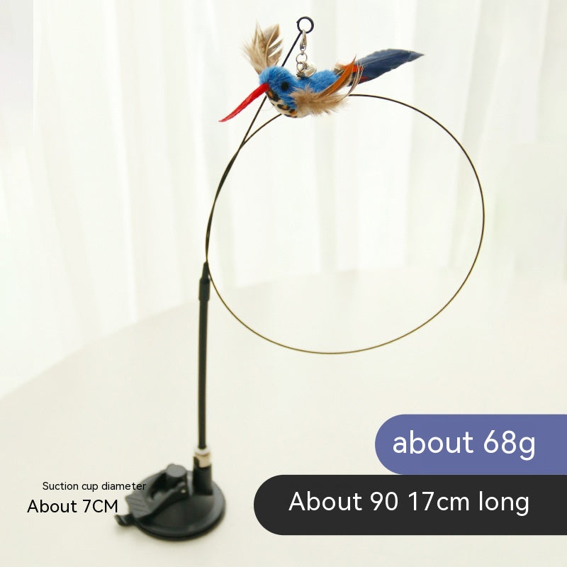 HKM-2392125 Feather Cat Toy Replacement Head with Long Brush and Sucker for Interactive Play