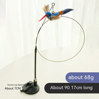 HKM-2392125 Feather Cat Toy Replacement Head with Long Brush and Sucker for Interactive Play