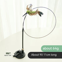 HKM-2392125 Feather Cat Toy Replacement Head with Long Brush and Sucker for Interactive Play