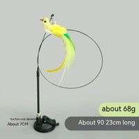 HKM-2392125 Feather Cat Toy Replacement Head with Long Brush and Sucker for Interactive Play