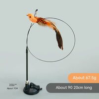 HKM-2392125 Feather Cat Toy Replacement Head with Long Brush and Sucker for Interactive Play