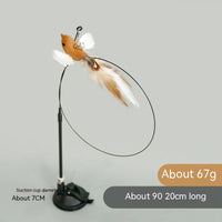 HKM-2392125 Feather Cat Toy Replacement Head with Long Brush and Sucker for Interactive Play
