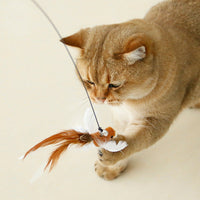 HKM-2392125 Feather Cat Toy Replacement Head with Long Brush and Sucker for Interactive Play