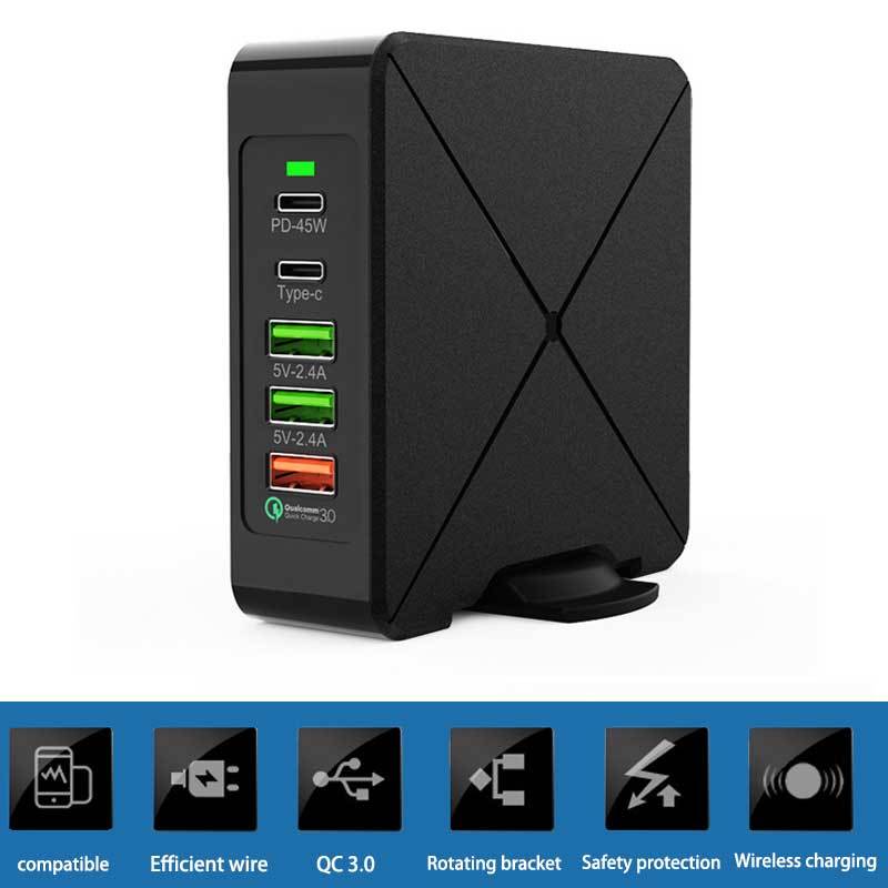 HKM-239251 Universal 75W Multi-Port Charger with Optional Wireless Charging for Global Use