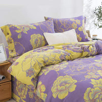 HKM-239379 Cotton Double-Layer Floral Pattern Bedding Set - Four-Piece with Bed Sheet, Quilt Cover, and Pillowcases