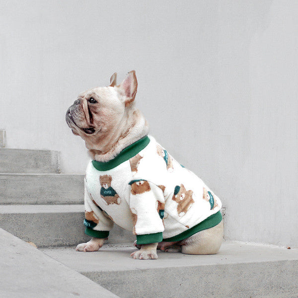 HKM-2393917 Cozy Coral Fleece Dog Pajamas for Winter - Multiple Sizes Available