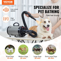 HKM-2394941 2800W Pet Grooming Dryer with Adjustable Speed, Temperature Control, Nozzles, and Extendable Hose