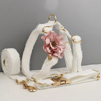 HKM-2395069 Elegant White Lace Pet Vest Set with Collar and Leash