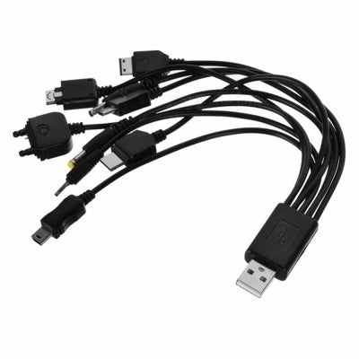 HKM-239571 10-in-1 Universal USB Charging and Sync Cable for Multiple Mobile Devices, 25.5 cm Length, Black