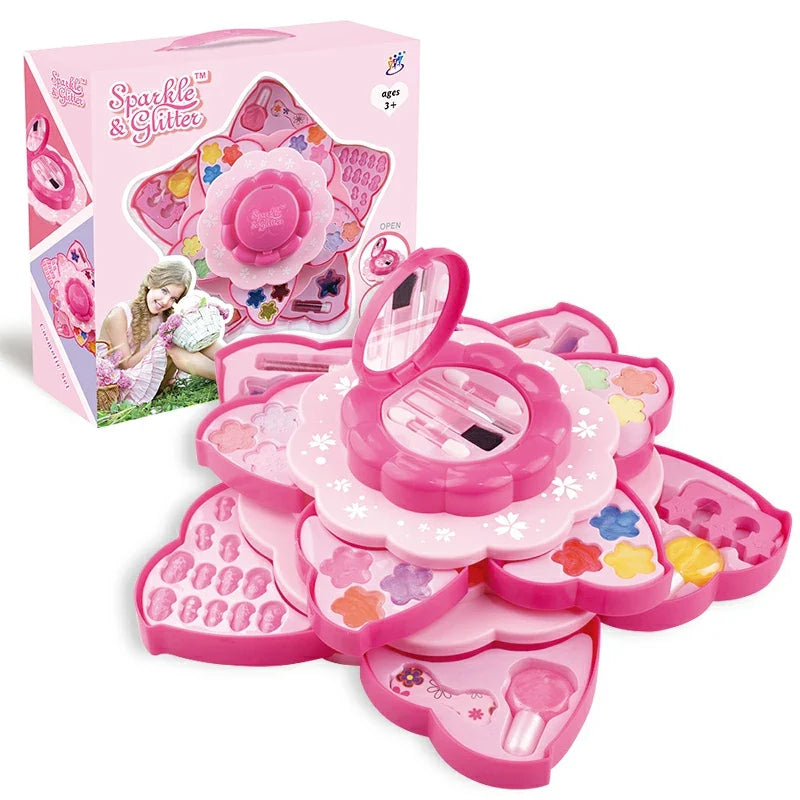 HKM-239635 Pretend Makeup Play Set for Girls - Lipsticks, Lip Gloss, Nail Polish, and Brushes in Retail Package