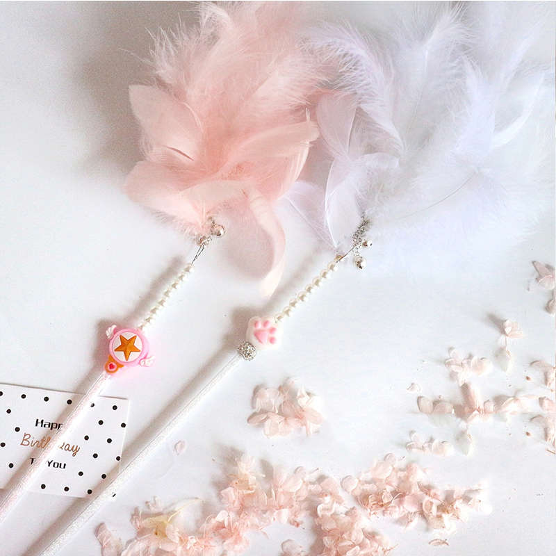 HKM-2397885 Colorful Feather Cat Stick with Hanging Balls for Interactive Play