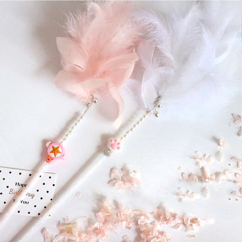 HKM-2397885 Colorful Feather Cat Stick with Hanging Balls for Interactive Play