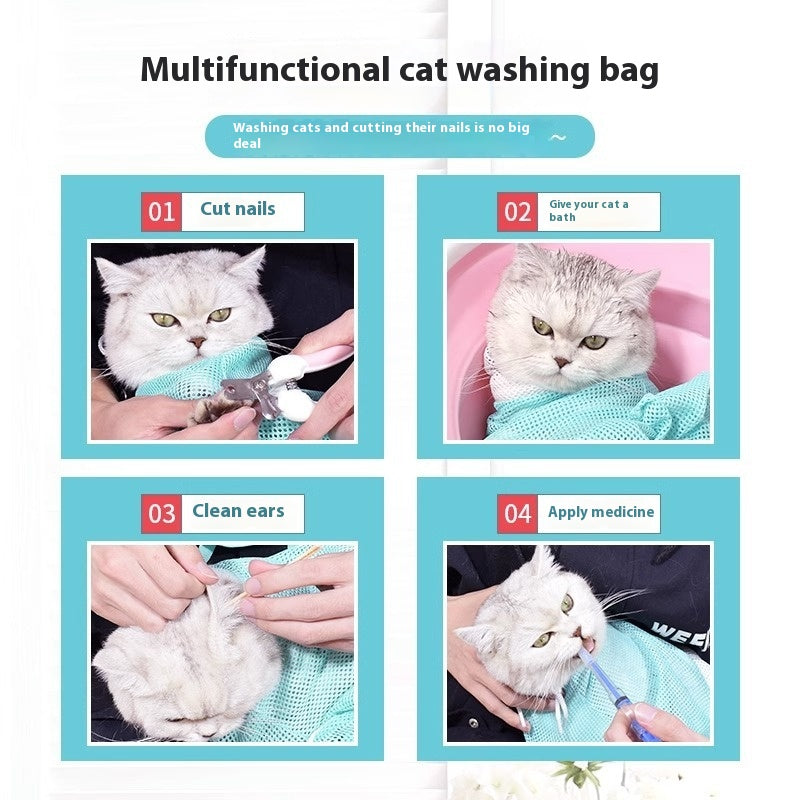 HKM-2398653 Cat Grooming Bag - Upgraded 5th Generation Detachable, Scratch-Resistant Design for Easy Bathing and Grooming