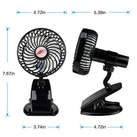 HKM-239891 Rechargeable Mini Portable Fan with 4 Blades, Silent Operation, 3 Speeds, USB Output for Strollers and Desks