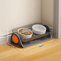 HKM-2399037 Ceramic Cat Bowl with Spill-Proof Design and Dual Bowls, Available in Various Colors