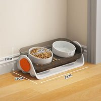 HKM-2399037 Ceramic Cat Bowl with Spill-Proof Design and Dual Bowls, Available in Various Colors