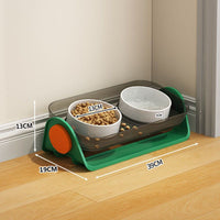 HKM-2399037 Ceramic Cat Bowl with Spill-Proof Design and Dual Bowls, Available in Various Colors