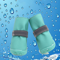 HKM-2399677 Reflective Waterproof Strappy Dog Shoes - Puppy Rain Boots in Lake Green, Blue, Red, Size 1-5