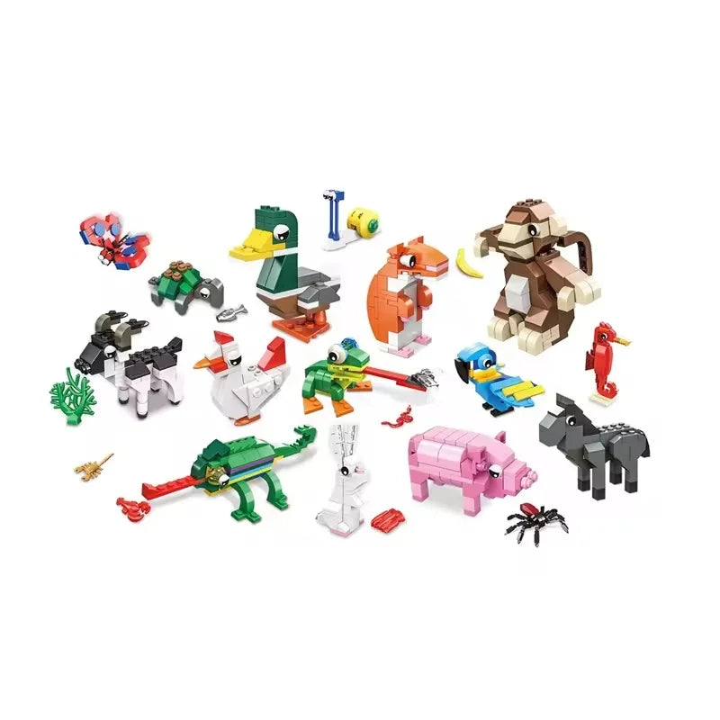 HKM-240019 Animal Building Block Set - Customizable Plastic Bricks for Kids, Includes 50 Pieces, Suitable for Ages 2 and Up