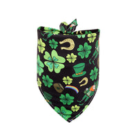 HKM-2400445 St. Patrick's Day Pet Scarf with Four-Leaf Clover Design - Small Size Pet Accessory