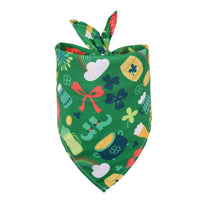 HKM-2400445 St. Patrick's Day Pet Scarf with Four-Leaf Clover Design - Small Size Pet Accessory