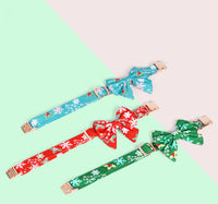 HKM-2400829 Pure Cotton Dog Necklace with Removable Bow Tie - Christmas Flower Design, Adjustable Size