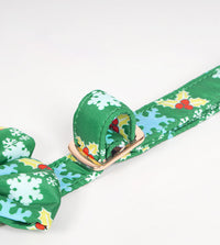 HKM-2400829 Pure Cotton Dog Necklace with Removable Bow Tie - Christmas Flower Design, Adjustable Size