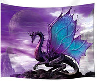 HKM-240083 Medieval Fantasy Purple Dragon Tapestry Wall Hanging for Bedroom and Living Room Decor