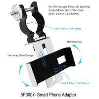 HKM-240083 Universal Smartphone Adapter - Adjustable Metal Holder for 60-95mm Width Devices, Black & Silver