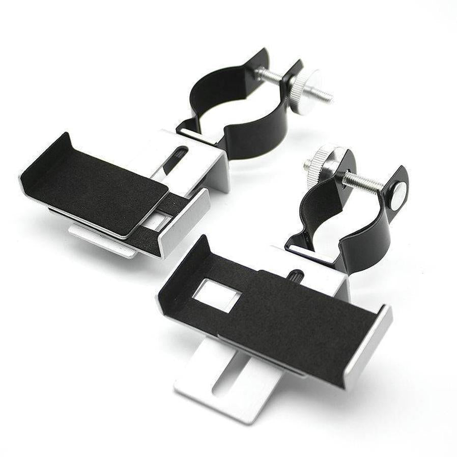HKM-240083 Universal Smartphone Adapter - Adjustable Metal Holder for 60-95mm Width Devices, Black & Silver