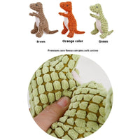 HKM-2402493 Plush Dog Sound Toy - Green, Brown, and Orange Dinosaurs for Boredom Relief