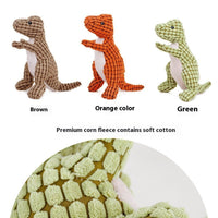 HKM-2402493 Plush Dog Sound Toy - Green, Brown, and Orange Dinosaurs for Boredom Relief