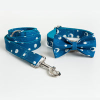HKM-2402621 Pet Dog Collar Leash and Bow Set - Polyester Materials, Multiple Sizes Available