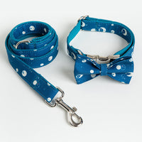 HKM-2402621 Pet Dog Collar Leash and Bow Set - Polyester Materials, Multiple Sizes Available