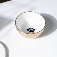 HKM-2403005 Compact Ceramic Anti-Tip Dog Bowl with Stainless Steel Base ¨C 500ml Capacity, Multiple Patterns Available