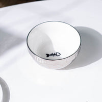 HKM-2403005 Compact Ceramic Anti-Tip Dog Bowl with Stainless Steel Base ¨C 500ml Capacity, Multiple Patterns Available
