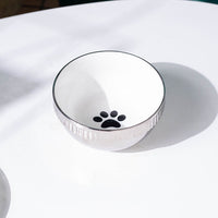 HKM-2403005 Compact Ceramic Anti-Tip Dog Bowl with Stainless Steel Base ¨C 500ml Capacity, Multiple Patterns Available