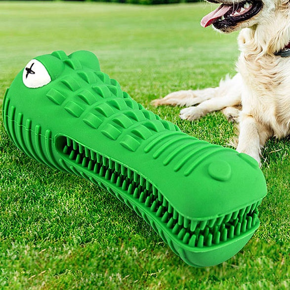 HKM-2403645 Durable Dog Toy for Teeth Cleaning and Play - Crocodile Molar Rod, Food Grade Rubber