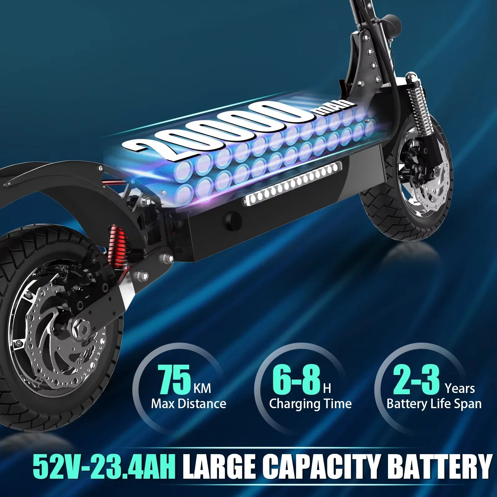 HKM-240403 Electric Scooter X750 for Adults - 80KM Range, 65KM/H Speed, 1600W Motor, Foldable Design