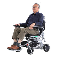 HKM-240403 Lightweight Electric Folding Wheelchair with Aluminum Alloy Frame, 20km Range, 120kg Load Capacity