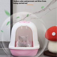 HKM-2404285 Enclosed Cat Litter Box with Drawer, Splash-proof & Deodorizing Design, Available in Multiple Colors
