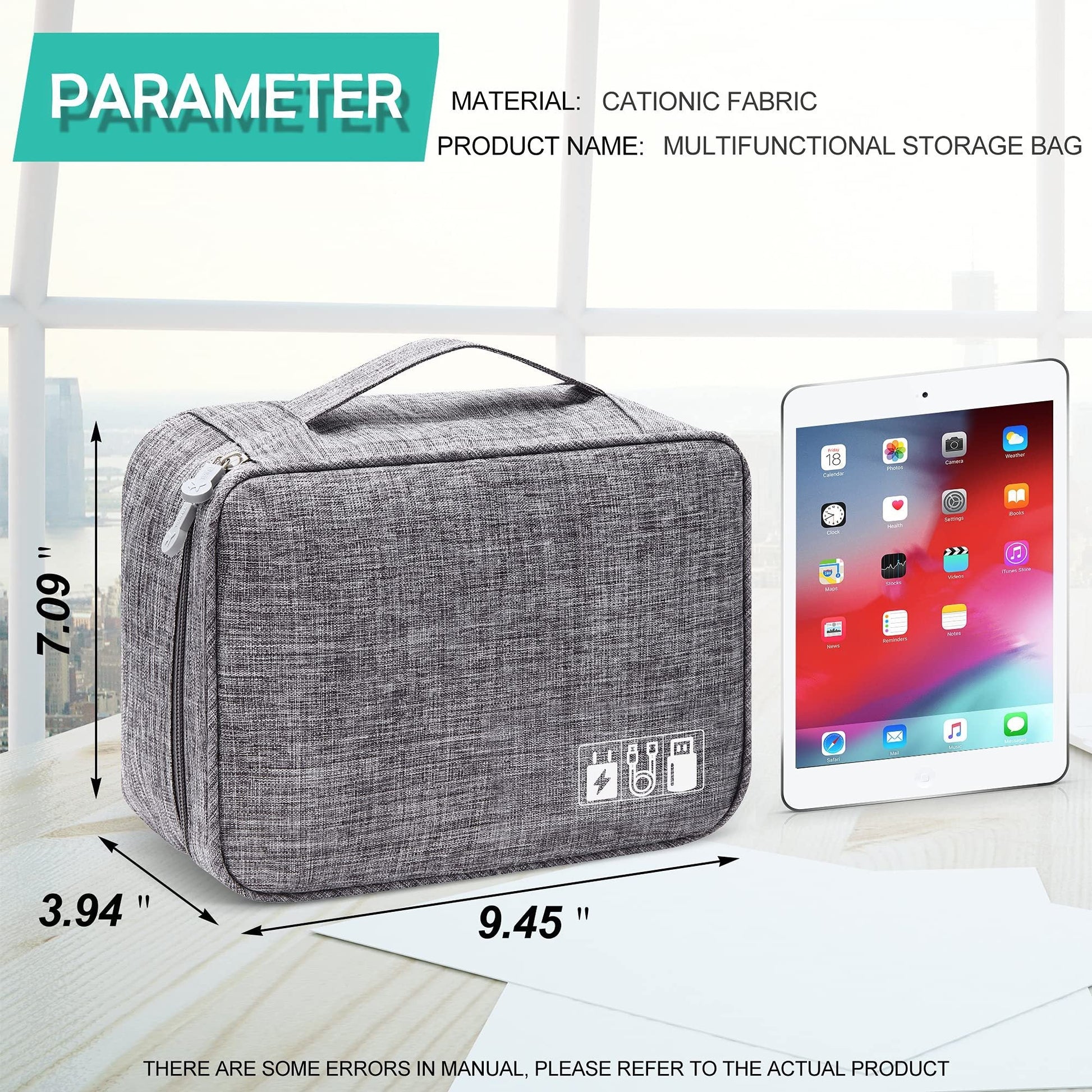 HKM-240595 Portable Waterproof Electronics Organizer Bag with Adjustable Compartments and Premium Storage Features