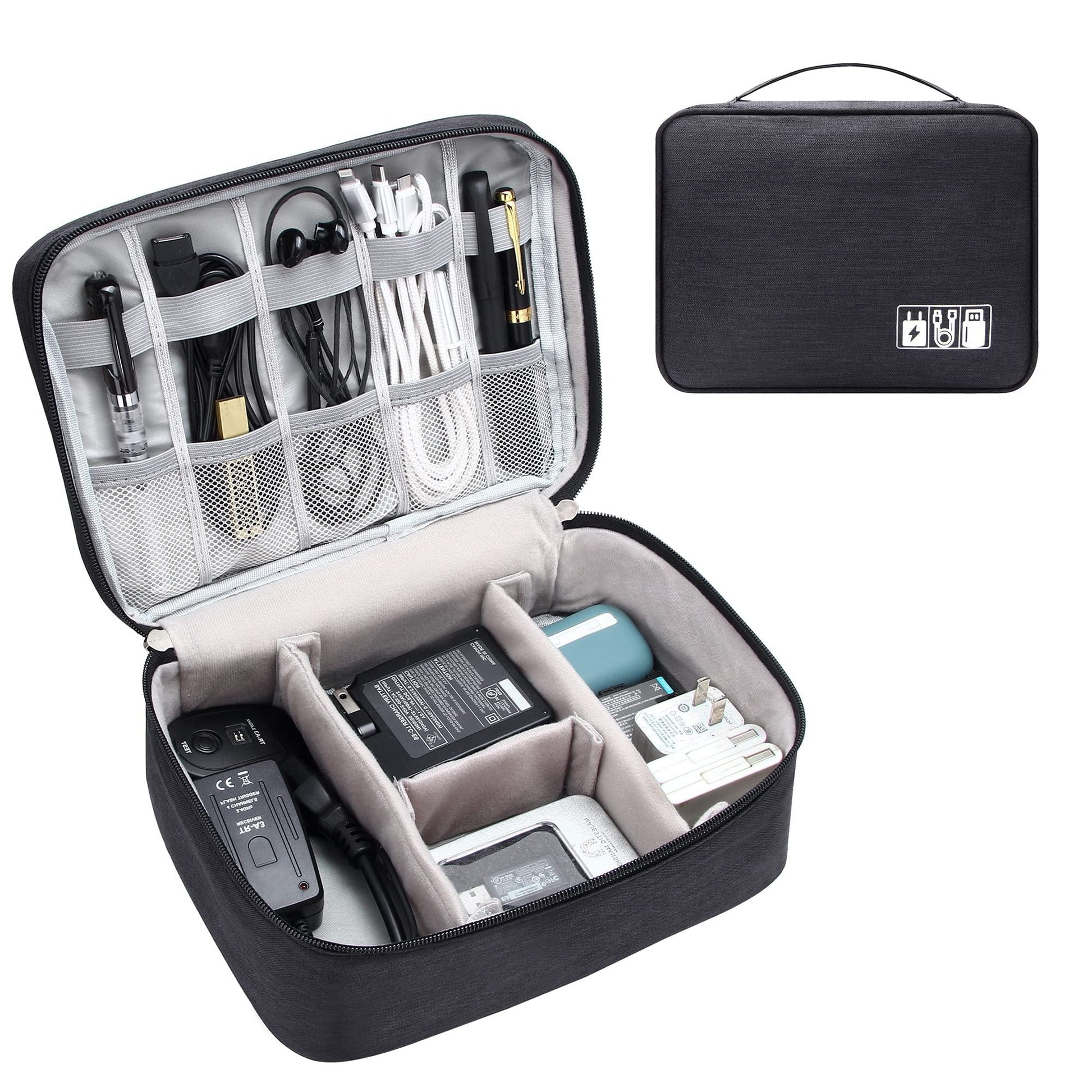 HKM-240595 Portable Waterproof Electronics Organizer Bag with Adjustable Compartments and Premium Storage Features