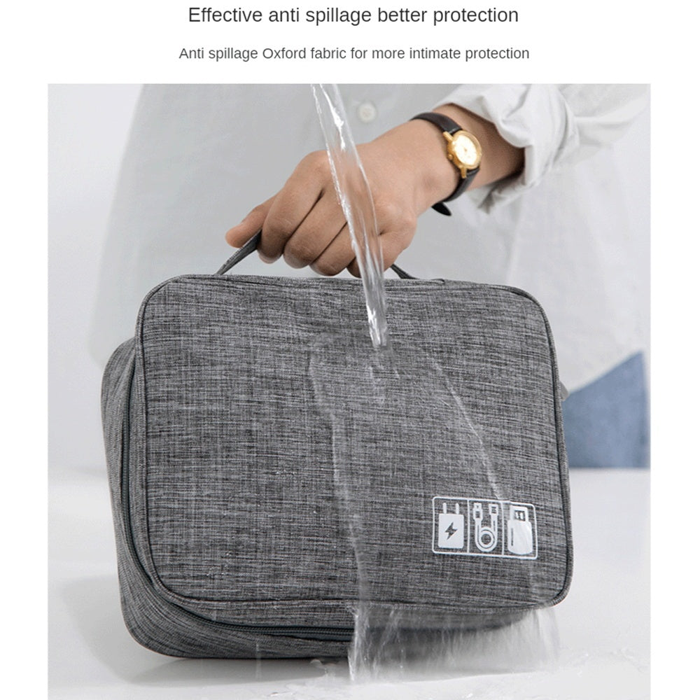 HKM-240595 Portable Waterproof Electronics Organizer Bag with Adjustable Compartments and Premium Storage Features