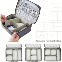 HKM-240595 Portable Waterproof Electronics Organizer Bag with Adjustable Compartments and Premium Storage Features
