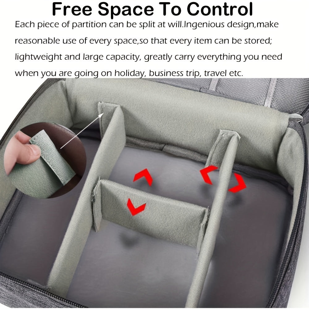 HKM-240595 Portable Waterproof Electronics Organizer Bag with Adjustable Compartments and Premium Storage Features