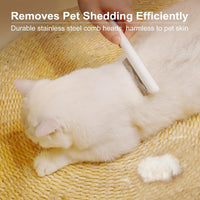HKM-2406077 Stainless Steel Pet Comb with Rounded Teeth for Effective Hair Removal and Flea Treatment for Cats and Dogs