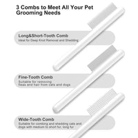HKM-2406077 Stainless Steel Pet Comb with Rounded Teeth for Effective Hair Removal and Flea Treatment for Cats and Dogs
